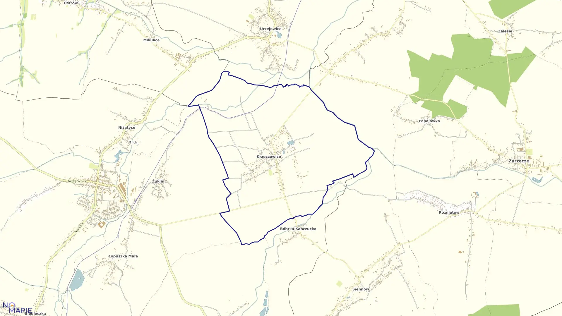 Mapa obrębu KRZECZOWICE w gminie Kańczuga