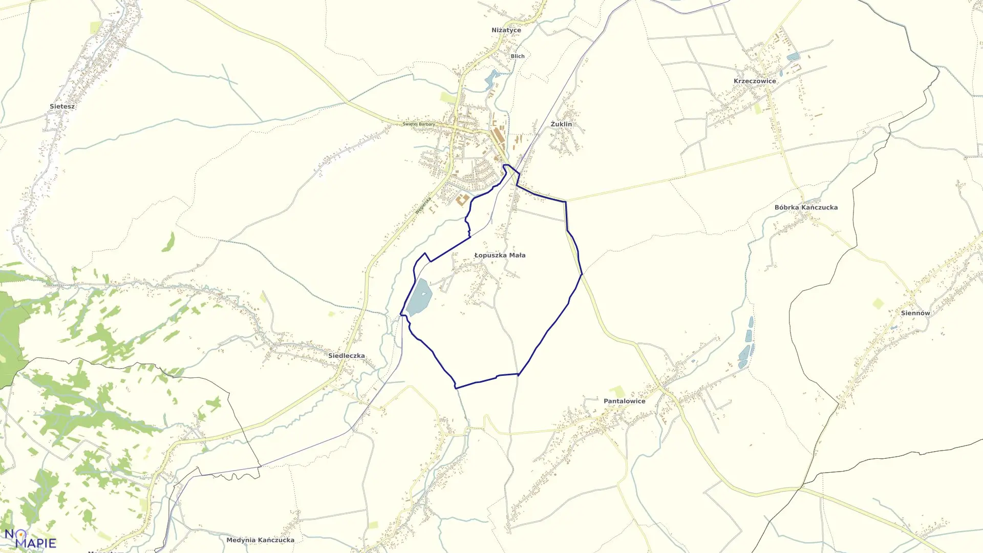 Mapa obrębu ŁOPUSZKA MAŁA w gminie Kańczuga