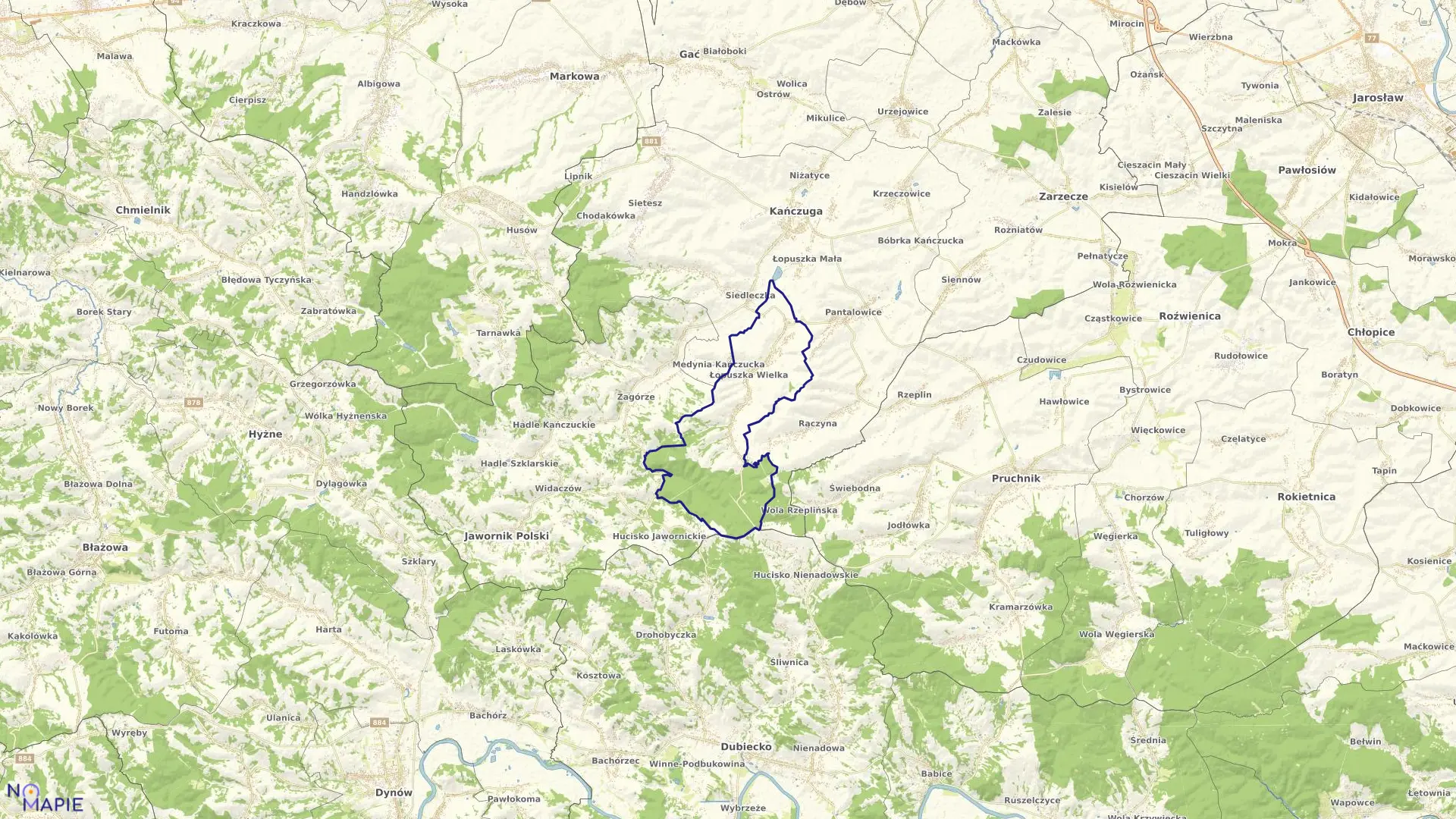 Mapa obrębu ŁOPUSZKA WIELKA w gminie Kańczuga