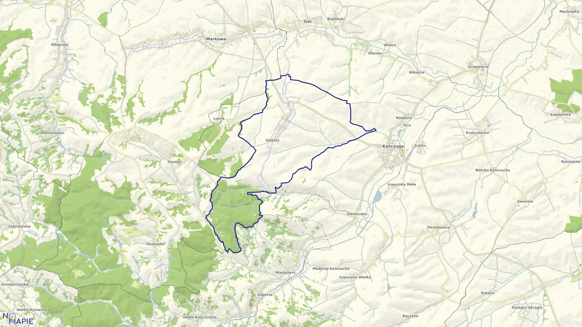 Mapa obrębu SIETESZ w gminie Kańczuga